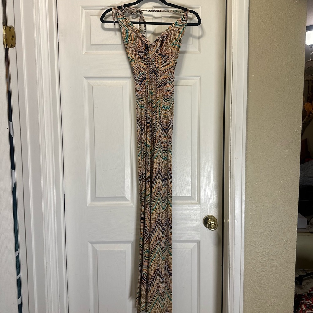Multicolor Maxi Dress with Chevron Pattern - Veronica M
